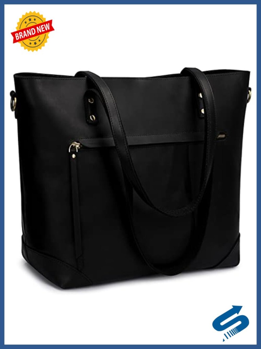 Genuine Leather Satchel Tote Large Laptop Work Bag Detachable Strap